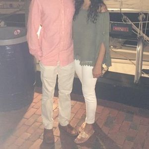 Francesca’s off the shoulder faded green top